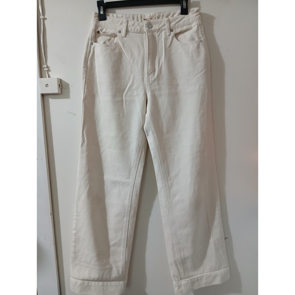 NOVA VINTAGE Denim - NOVA VINTAGE Cream Wide Leg Jeans Womens Size 27 Cotton High Rise